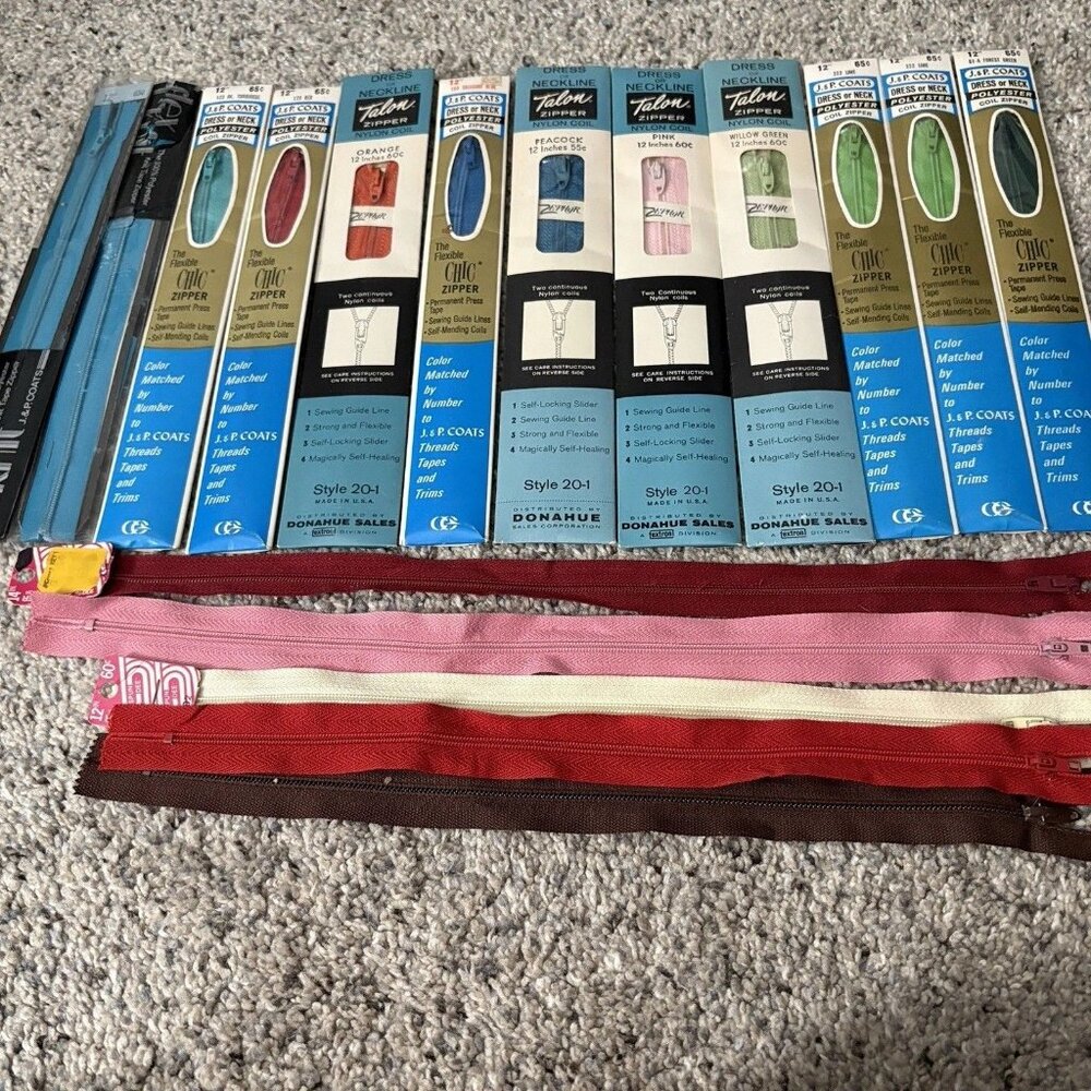 Talon J&P Coats zippers lot of 15 assorted colors